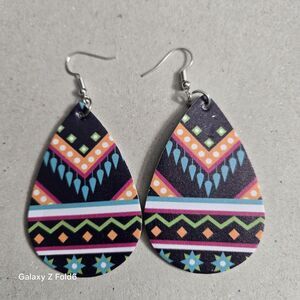 ❤️3/$15 Western Faux Leather Earrings Cowgirl South Boho Rodeo Aztec Indian